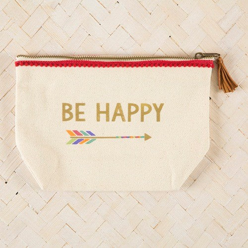 POUCH COSMETIC CANVAS BE HAPPY ARROW
