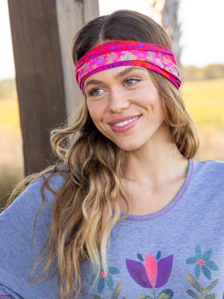 Half Boho Bandeau - Pink Ombre Border