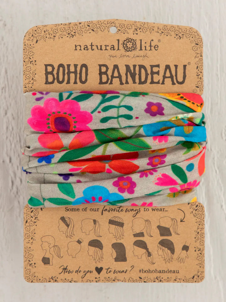 Boho Bandeau - Taupe Folk Flower