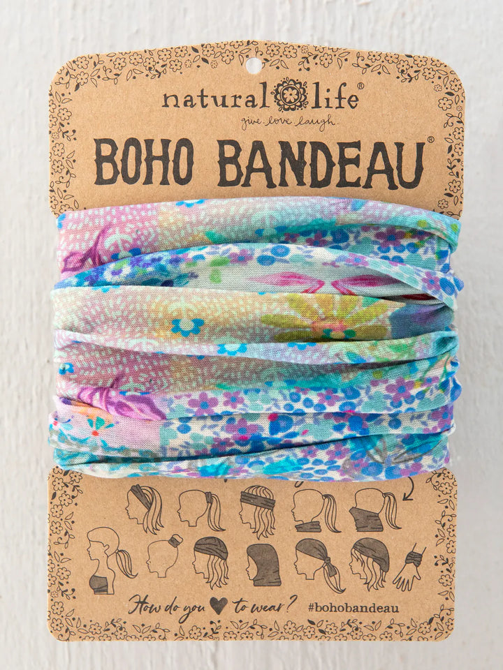 Boho Bandeau - Blue Watercolour Patchwork