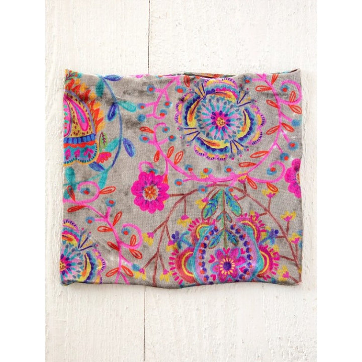 Velvet Boho Bandeau - Black Print Folk