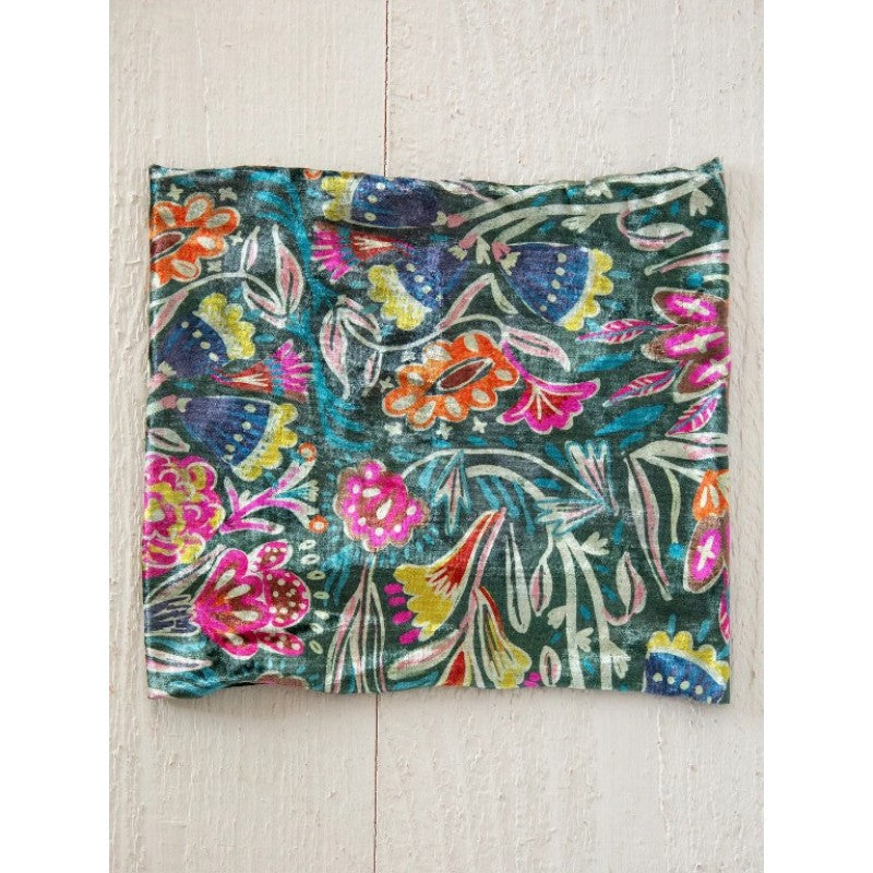 Velvet Boho Bandeau - Green Lined Floral