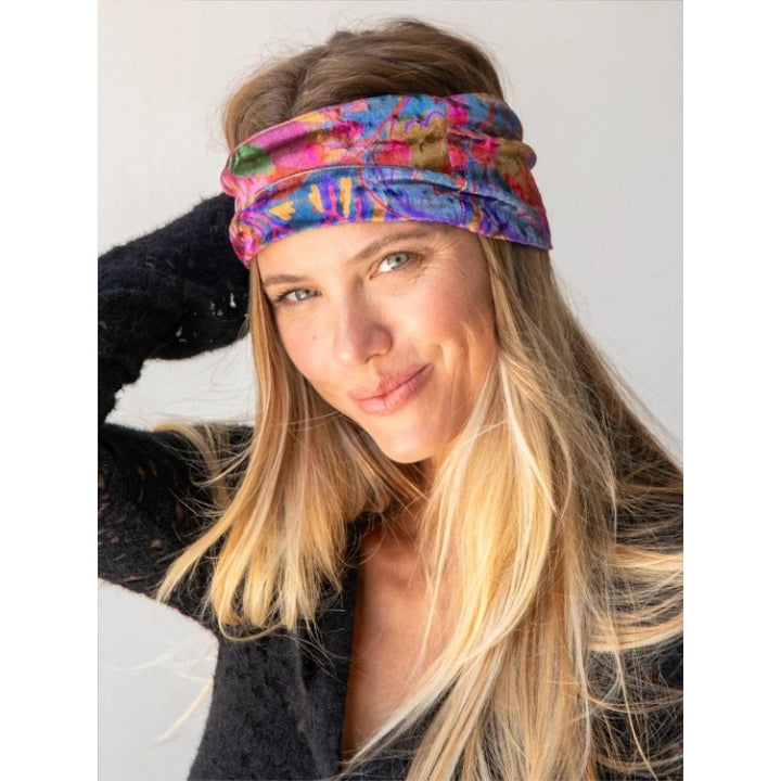 Velvet Boho Bandeau - Pink/Red Floral