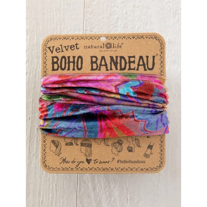 Velvet Boho Bandeau - Pink/Red Floral
