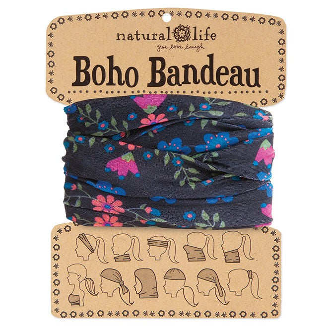 BOHO BANDEAU BLACK W/GREEN IVY