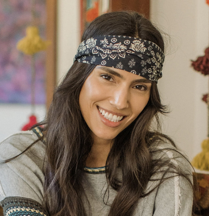 HALF BOHO BANDEAU BLACK CREAM MANDALA