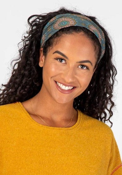 Boho Bandeau Sage Gold Medallion