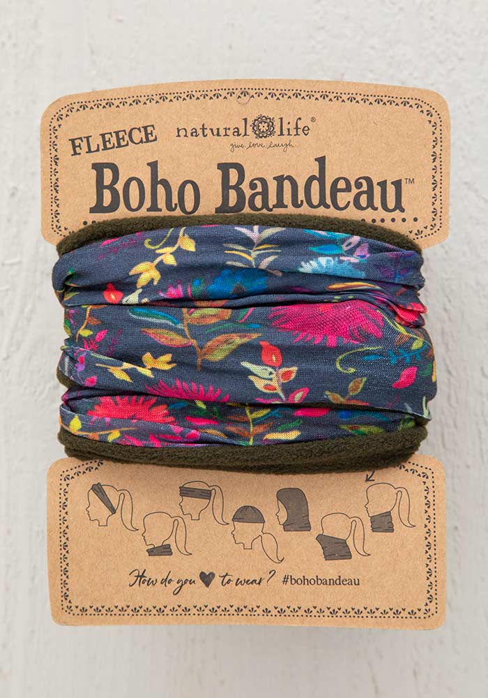 FLEECE BOHO BANDEAU NAVY WILDFLOWER