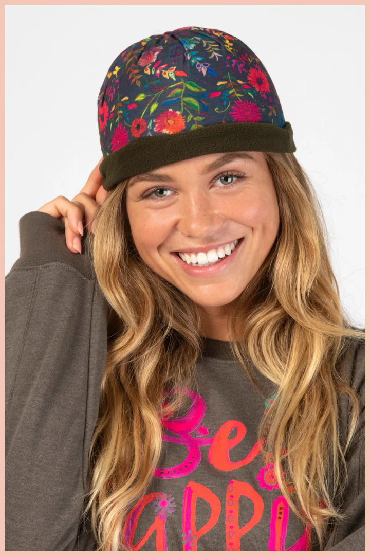 FLEECE BOHO BANDEAU NAVY WILDFLOWER