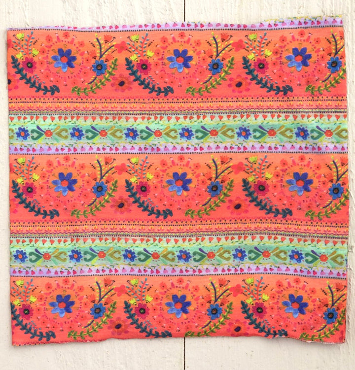 HALF BOHO BANDEAU CORAL BORDER STRIPE