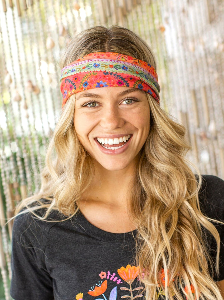 HALF BOHO BANDEAU CORAL BORDER STRIPE