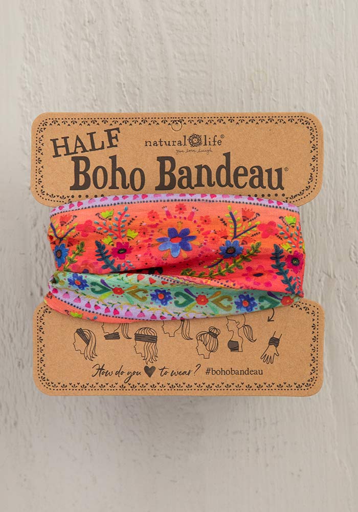 HALF BOHO BANDEAU CORAL BORDER STRIPE