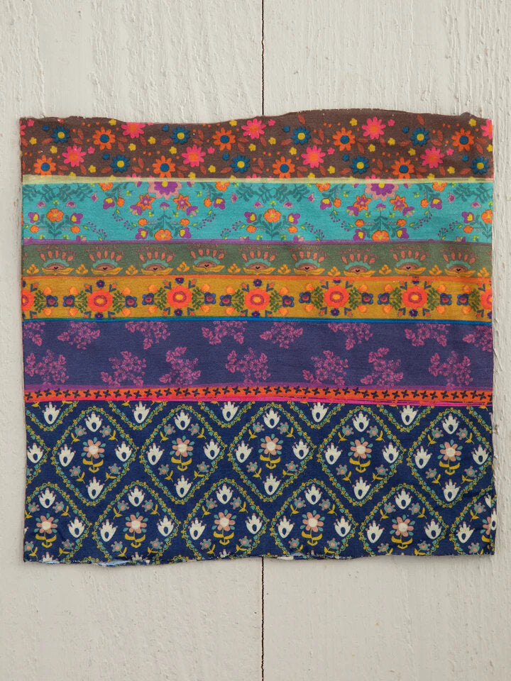 HALF BOHO BANDEAU NAVY FLORAL BORDER