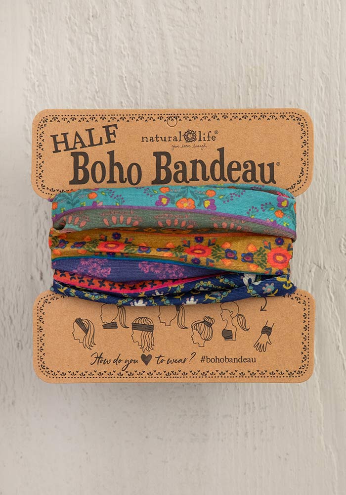 HALF BOHO BANDEAU NAVY FLORAL BORDER