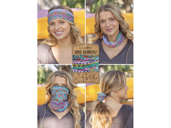 BOHO BANDEAU BLUE/PINK BORDERS