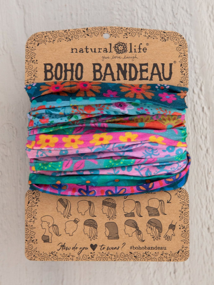 BOHO BANDEAU BLUE/PINK BORDERS