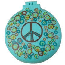 COMPACT BRUSH MIRROR BLU PEACE SIGN