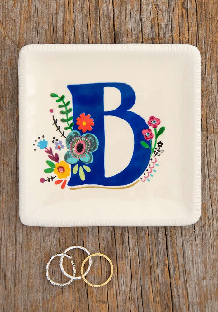 INITIAL TRINKET DISH FLORAL B