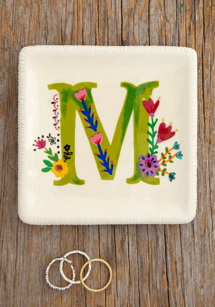 INITIAL TRINKET DISH FLORAL M