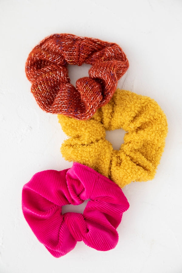 COZY SCRUNCHIES SET 3 RUST PINK