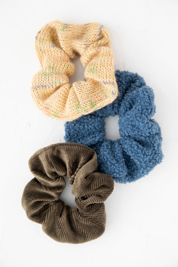 COZY SCRUNCHIES SET 3 CREAM OLIVE