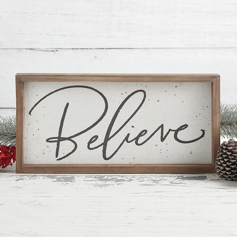 Framed Wall Sign - Believe - Holiday