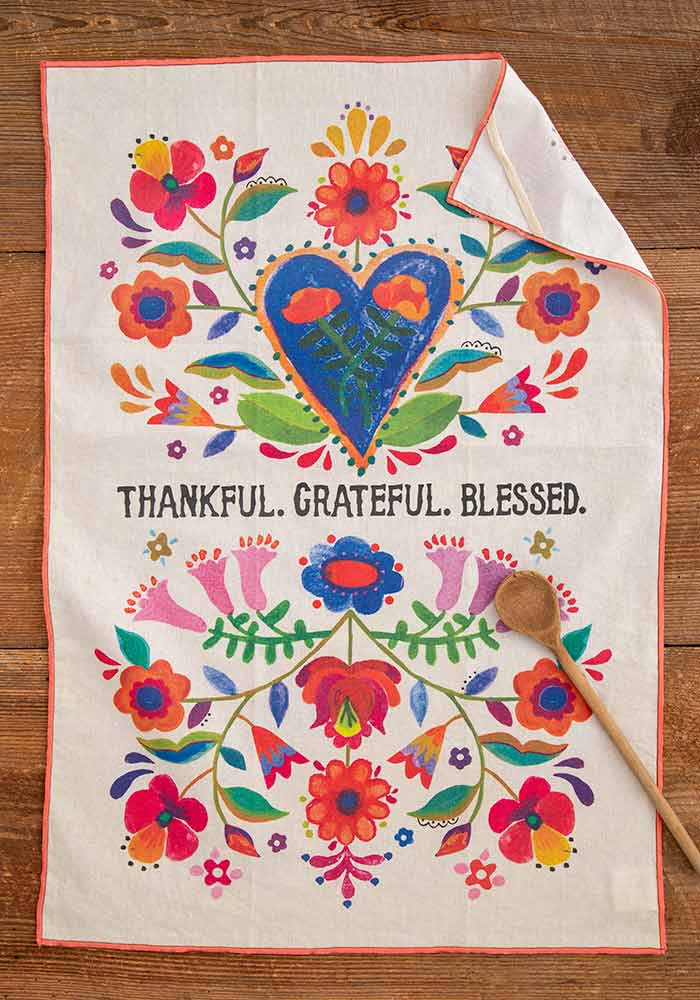 Cotton Dish Towel Thankful Grateful