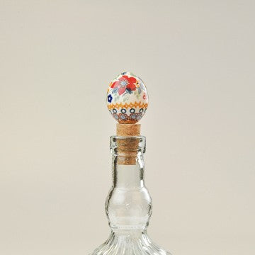 BOTTLE STOPPER EGG FLORAL HEIRLOOM