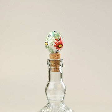 BOTTLE STOPPER EGG RED FLORAL GARLAND
