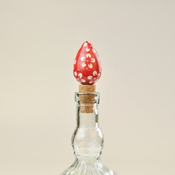 BOTTLE STOPPER TEARDROP FLOWERS RED