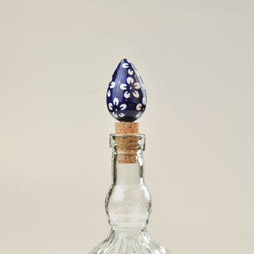 BOTTLE STOPPER TEARDROP FLOWERS BLUE