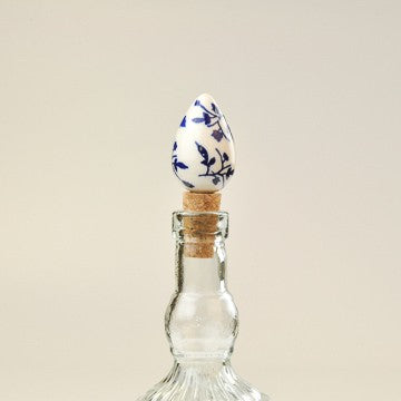BOTTLE STOPPER TEARDROP ROYAL BLUE VINE
