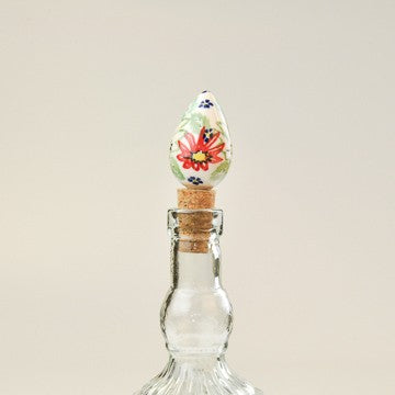 BOTTLE STOPPER TEARDROP RED FLORAL GARLAND
