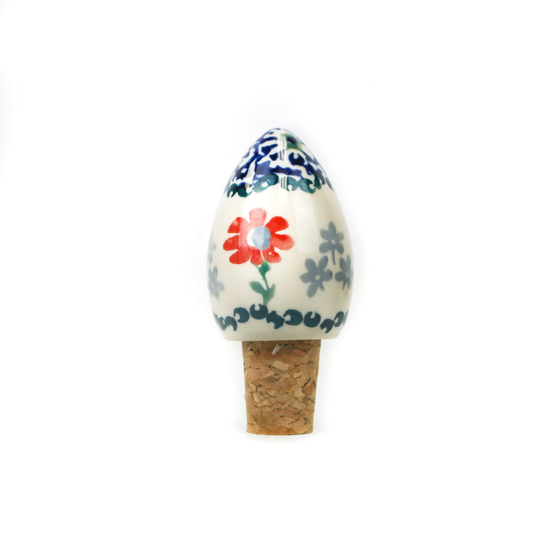 BOTTLE STOPPER TEARDROP RED DAISY