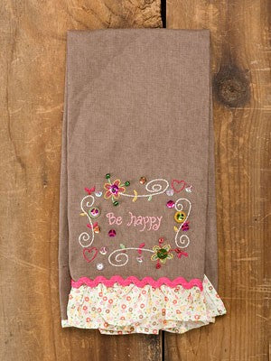 NL LINEN HAND TOWEL RUFFLE BE HAPPY