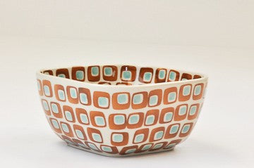 SQUARE BOWL 16CM RETRO SQUARE BROWN