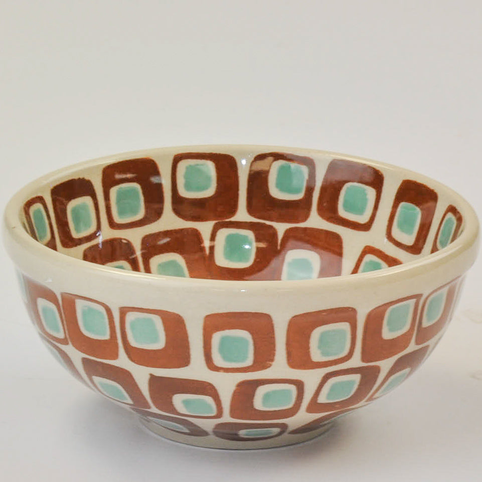 BOWL ROUND SML (A1) RETRO SQUARE BROWN