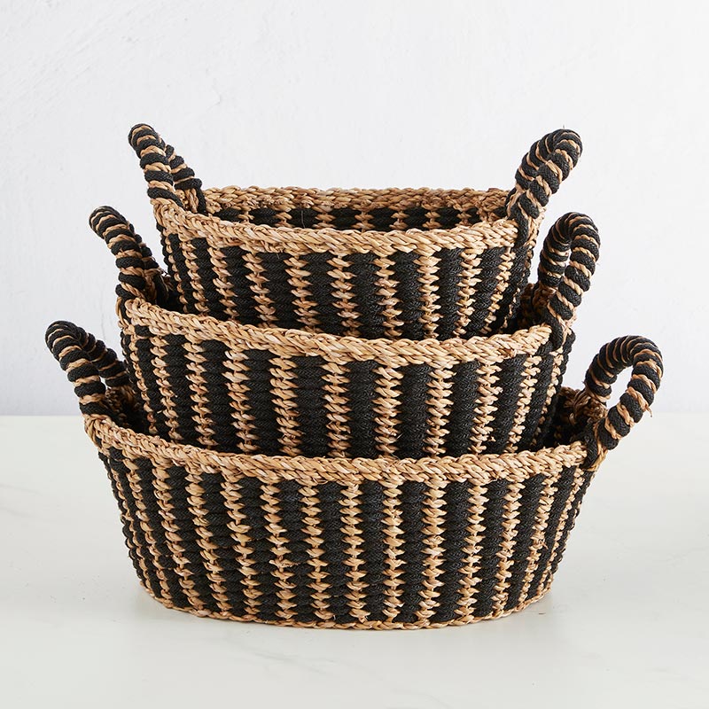 Oval Basket With Handle - Set