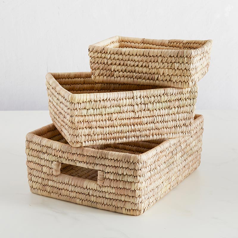 Seagrass Rectangle Mini Basket - Set/3