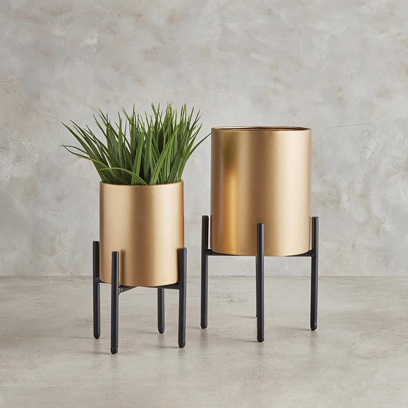 brass plant pot nz Gold Plant Stands Set of 2 - Planters & Pots