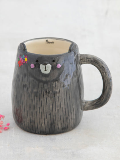 FOLK ART MUG GREY MAMA BEAR