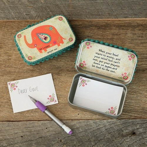 TIN PRAYER BOX ELEPHANT BE HAPPY