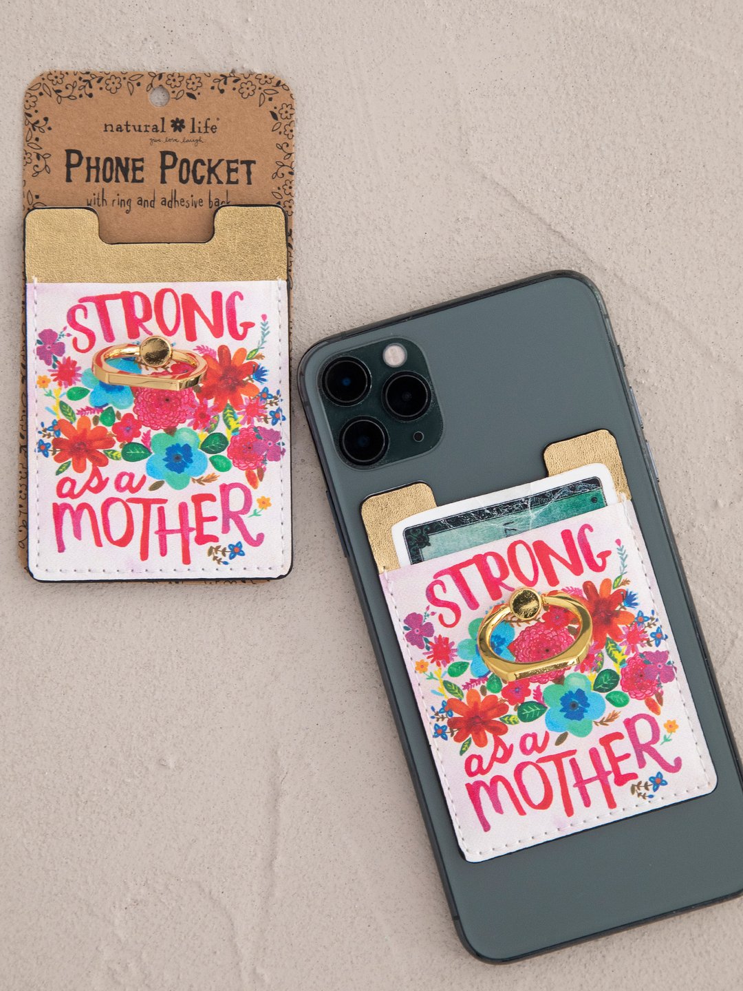PHONE POCKET W/RING STRONG AS A MOTHER