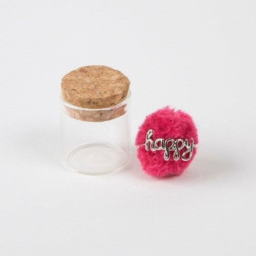 WIRE RING IN JAR HAPPY PURPLE