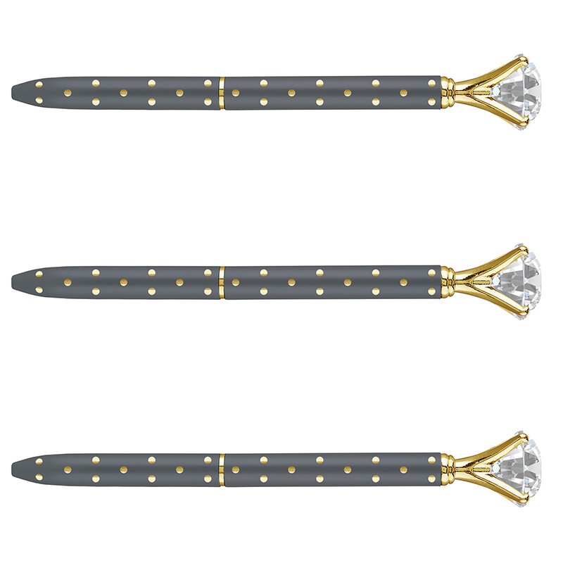 Gem Pen Grey & Gold Polka Dot