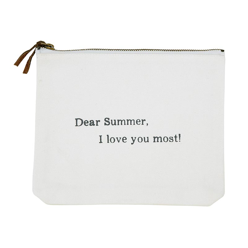 Canvas Zip Pouch - Dear Summer, I Love You The Most