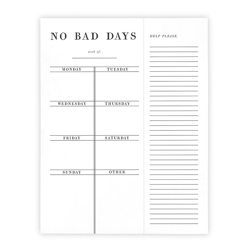 Weekly List Pad - No Bad Days