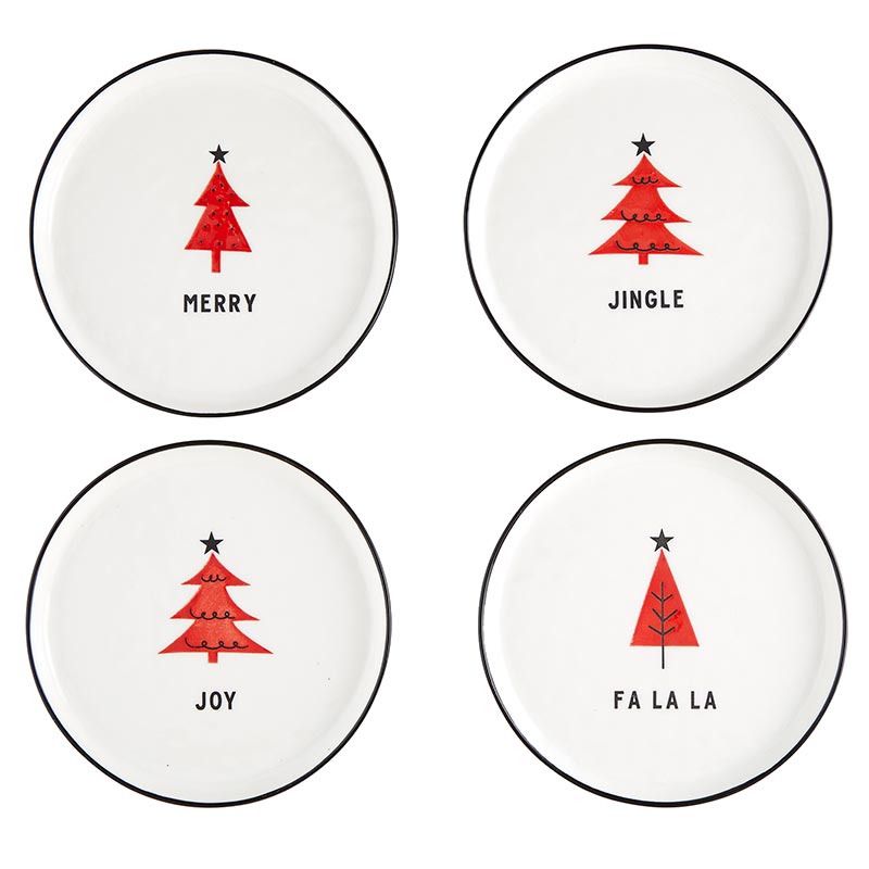 Appetizer Plates Set/4 - Joy, Falala, Merry, Jingle