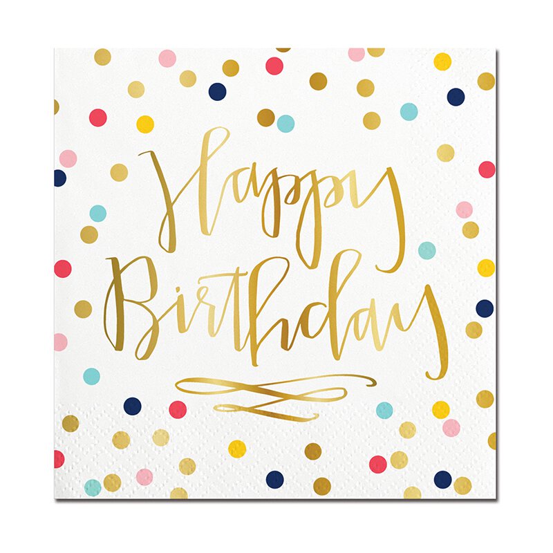 Foil Beverage Napkins - Happy Birthday