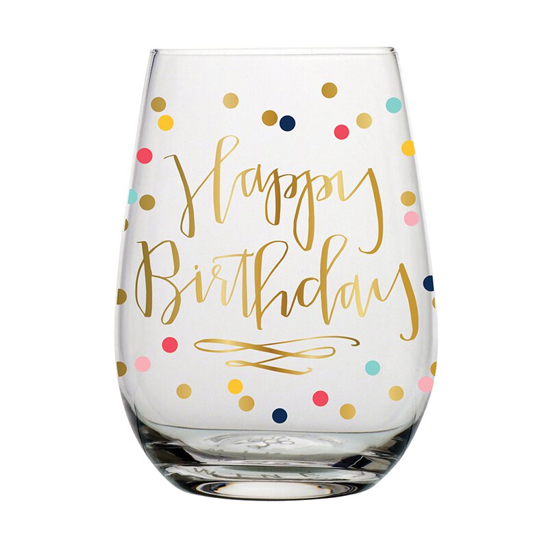 Stemless Wine Glass - Happy Bday